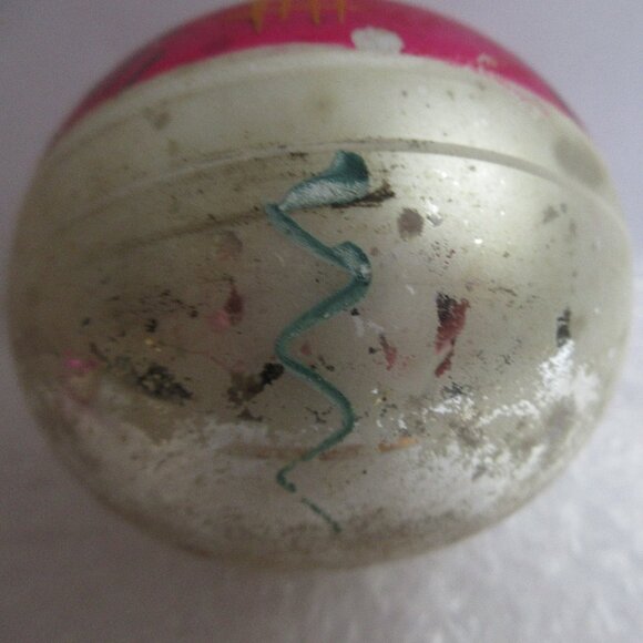 3 Hand Painted Blown Glass Christmas Ornaments Poland Pink Silver Vintage - Picture 6 of 16